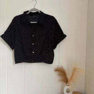 Milk & Honey Black Polka Dot Button Down Shirt